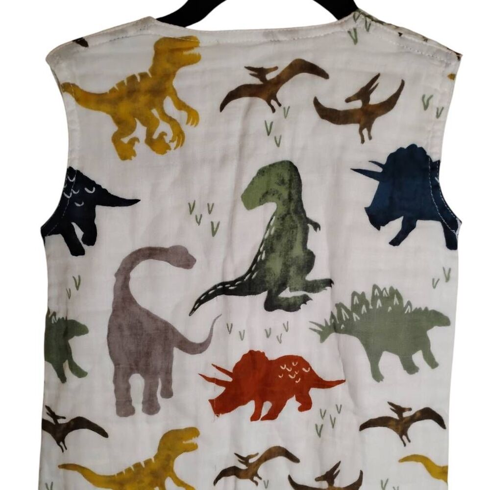 Little Unicorn White Dinosaur Print Onesie Romper Size XL‎ - Picture 5 of 6